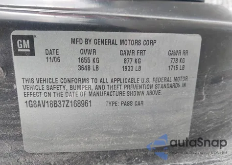 2007 Saturn Ion 3 from USA, damaged, VIN 1G8AV18B37Z168961